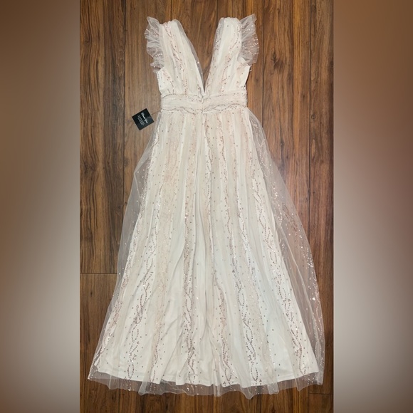 Fashion Nova - Charlotte Glitter Tulle Maxi Dress - Blush - Picture 10 of 11